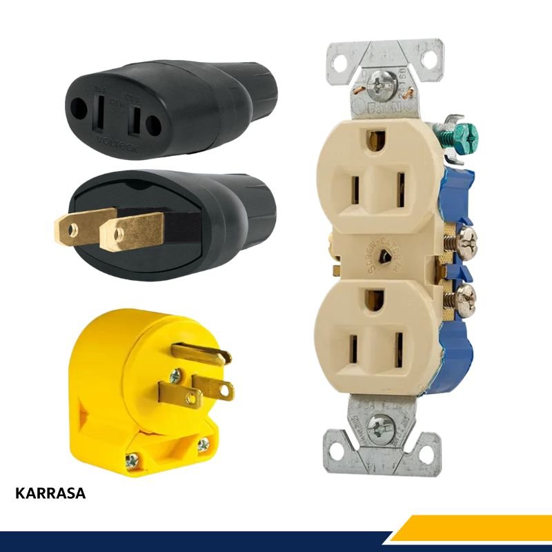 Clavijas, enchufes y receptáculo (contacto) para material eléctrico en México - Karrasa.